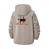 Leaf Pattern Pyramid Unisex Full-Zip Printed Waterproof Hooded Windbreaker