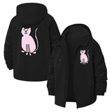 Playful Cat Illustration Unisex Full-Zip Printed Waterproof Hooded Windbreaker