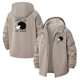 Hedgehog Graphic Unisex Full-Zip Printed Waterproof Hooded Windbreaker