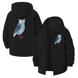 Whimsical Owl Unisex Full-Zip Printed Waterproof Hooded Windbreaker