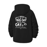 Cat Lover Quote Unisex Full-Zip Printed Waterproof Hooded Windbreaker