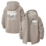 Honey Badger Attitude Unisex Full-Zip Printed Waterproof Hooded Windbreaker