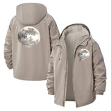 Moonlight Bicycle Forest Unisex Full-Zip Printed Waterproof Hooded Windbreaker