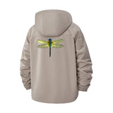 Dragonfly Motif Unisex Full-Zip Printed Waterproof Hooded Windbreaker