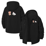 Cute Animal Duo Unisex Full-Zip Printed Waterproof Hooded Windbreaker