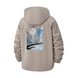 Snowy Owl Art Unisex Full-Zip Printed Waterproof Hooded Windbreaker