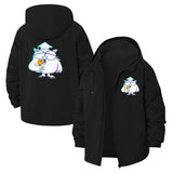 Cartoon Owl Unisex Full-Zip Printed Waterproof Hooded Windbreaker