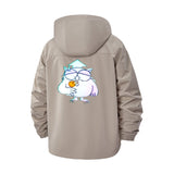 Cartoon Owl Unisex Full-Zip Printed Waterproof Hooded Windbreaker