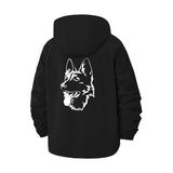 German Shepherd Portrait Unisex Full-Zip Printed Waterproof Hooded Windbreaker