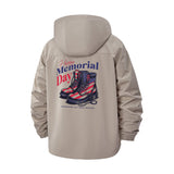 Memorial Day Tribute Unisex Full-Zip Printed Waterproof Hooded Windbreaker