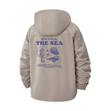 Ocean Creatures Unisex Full-Zip Printed Waterproof Hooded Windbreaker