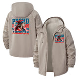 Proud American Unisex Full-Zip Printed Waterproof Hooded Windbreaker