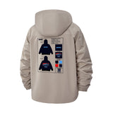 Graphic Hoodie Blueprint Unisex Full-Zip Printed Waterproof Hooded Windbreaker