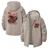 Drag Racing Car Unisex Full-Zip Printed Waterproof Hooded Windbreaker