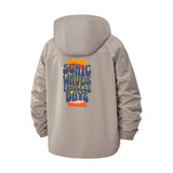Sonic Waves Typographic Unisex Full-Zip Printed Waterproof Hooded Windbreaker
