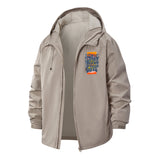 Sonic Waves Typographic Unisex Full-Zip Printed Waterproof Hooded Windbreaker