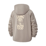 Living With God Unisex Full-Zip Printed Waterproof Hooded Windbreaker