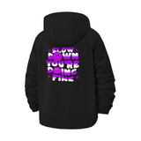 Slow Down You're Doing Fine Unisex Full-Zip Printed Waterproof Hooded Windbreaker