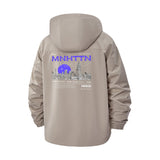 Manhattan Skyline Unisex Full-Zip Printed Waterproof Hooded Windbreaker