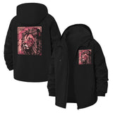 Artistic Lion Portrait Unisex Full-Zip Printed Waterproof Hooded Windbreaker