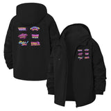 Retro Graffiti Motif Unisex Full-Zip Printed Waterproof Hooded Windbreaker