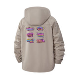 Retro Graffiti Motif Unisex Full-Zip Printed Waterproof Hooded Windbreaker