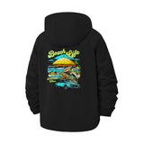 Beach Life Unisex Full-Zip Printed Waterproof Hooded Windbreaker