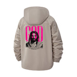 God Motif Unisex Full-Zip Printed Waterproof Hooded Windbreaker
