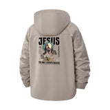 Inspirational Jesus Unisex Full-Zip Printed Waterproof Hooded Windbreaker