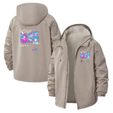 Graffiti Art Unisex Full-Zip Printed Waterproof Hooded Windbreaker