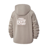 Motivational Quote Unisex Full-Zip Printed Waterproof Hooded Windbreaker