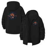 Predator Tiger Head Unisex Full-Zip Printed Waterproof Hooded Windbreaker