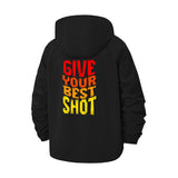 Motivational Slogan Unisex Full-Zip Printed Waterproof Hooded Windbreaker