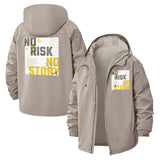 No Risk No Story Unisex Full-Zip Printed Waterproof Hooded Windbreaker