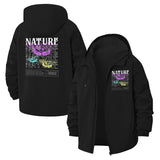 Nature Typographic Unisex Full-Zip Printed Waterproof Hooded Windbreaker