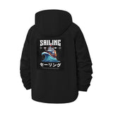 Sailing Wave Unisex Full-Zip Printed Waterproof Hooded Windbreaker