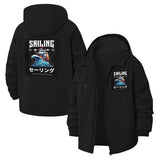 Sailing Wave Unisex Full-Zip Printed Waterproof Hooded Windbreaker