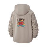 Love and Heart Tattoo Unisex Full-Zip Printed Waterproof Hooded Windbreaker