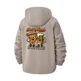 Pizza and Beer Best Friends Unisex Full-Zip Printed Waterproof Hooded Windbreaker