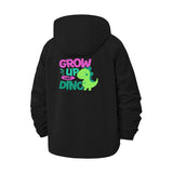 Cute Dinosaur Motif Unisex Full-Zip Printed Waterproof Hooded Windbreaker