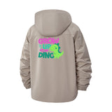 Cute Dinosaur Motif Unisex Full-Zip Printed Waterproof Hooded Windbreaker