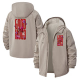 Good Vibes Typographic Unisex Full-Zip Printed Waterproof Hooded Windbreaker