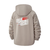 Motivational Quote Unisex Full-Zip Printed Waterproof Hooded Windbreaker