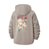 Anime Girl Graphic Unisex Full-Zip Printed Waterproof Hooded Windbreaker