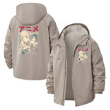 Anime Girl Graphic Unisex Full-Zip Printed Waterproof Hooded Windbreaker