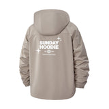 Sunday Hoodie Typographic Unisex Full-Zip Printed Waterproof Hooded Windbreaker