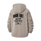 Rock Out With Your Daddy Unisex Full-Zip Printed Waterproof Hooded Windbreaker