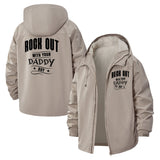 Rock Out With Your Daddy Unisex Full-Zip Printed Waterproof Hooded Windbreaker
