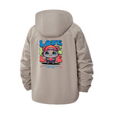Cartoon Puppy Love Unisex Full-Zip Printed Waterproof Hooded Windbreaker