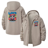 Cartoon Puppy Love Unisex Full-Zip Printed Waterproof Hooded Windbreaker